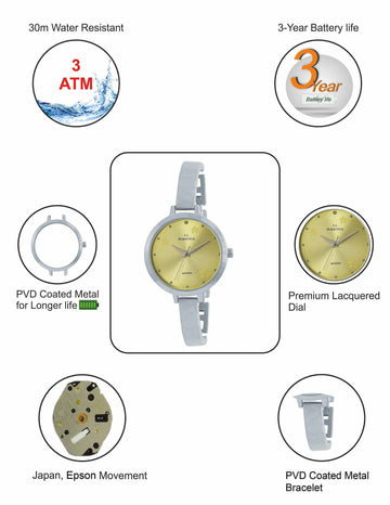 Maxima ATTIVO Women Gold Dial Analogue Watch - 60530BMLI